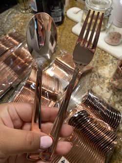 Rose Gold Plastic Cutlery 