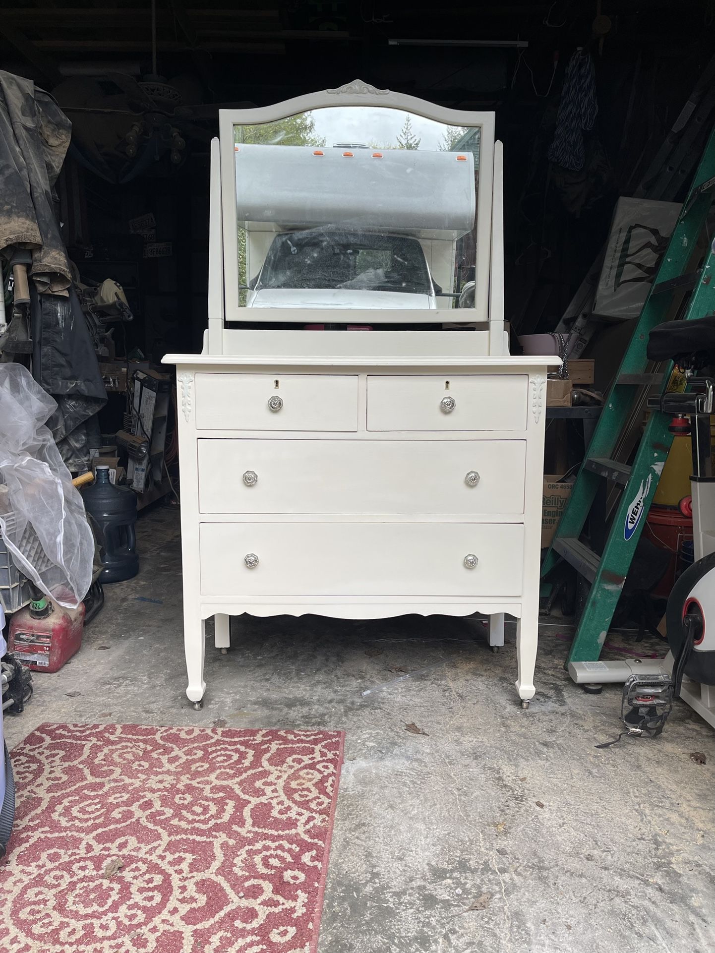 Vintage Dresser With Mirror Newly Refurbished 