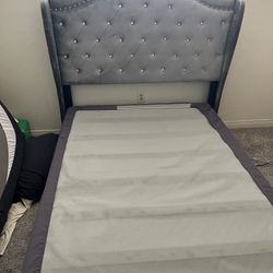 Upholstered Queen Size Headboard And Frame With Box Spring