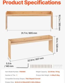460*Over-the-Stove Spice Rack, Condiment Rack, Spice Organizer, Easy-to-Assemble Countertop Storage Solution, Kitchen Utensils with 6 Hooks