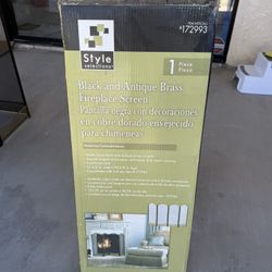 Black And Antique Brass Fireplace Screen (New In The Box)