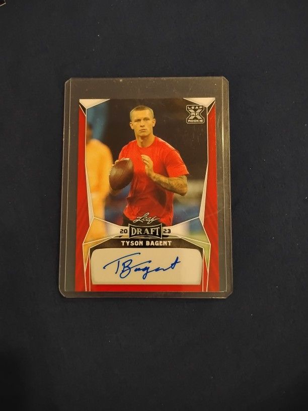 Autographed Leaf Tyson Bagent Red 2023