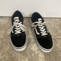 Vans Old Skool Black White Low Top Lace Up Skate Shoes 6y