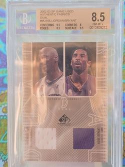 2002 SP game used duel Kobe Bryant and Michael Jordan BGS 8.5