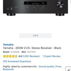 Yamaha R-S202BL Stereo Receiver With Bluetooth 