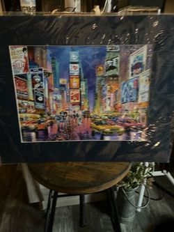 Times Square NYC Art Print with Dark Mat