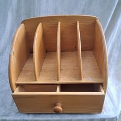 Vintage Solid Wood Mail Desk Top Organizer