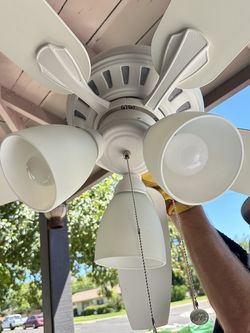 3 Almost New Hampton Bay White Three Light Fans