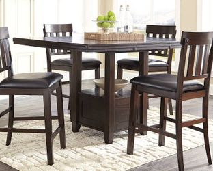 Haddigan Counter Height Dining Extension Table, Dark Brown