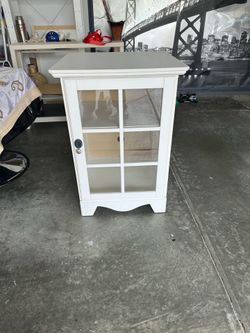 White Entertainment Centre with glass door