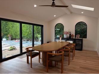 RH 120” natural oak dining table