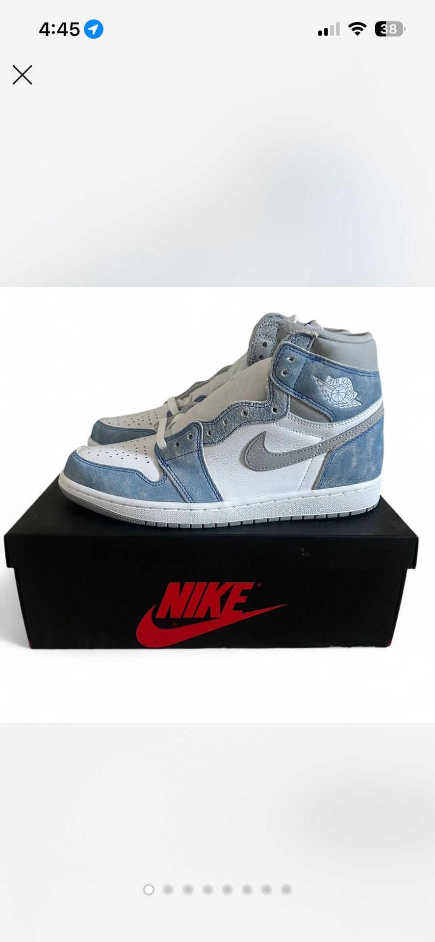 NEW Jordan 1 Retro High Hyper Royal Smoke Grey Men’s Size 9.5 Light Blue & Grey