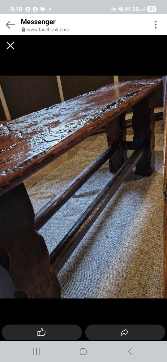 Handcrafted Old Growth Cedar Hardwood Lichtenberg Style Bench