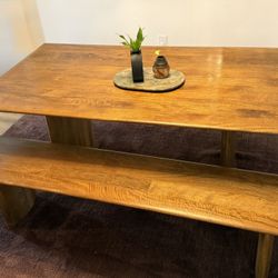 West elm pottery Barn Anton Dining Table And Bench Set