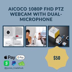 Aicoco 1080P FHD PTZ Webcam with Dual-Microphone