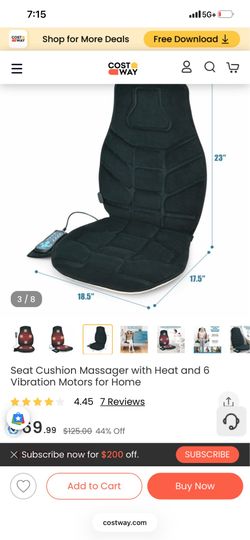 Costway Massage Seat Cushion Back Massager w/ Heat & 6 Vibration Motors for Home