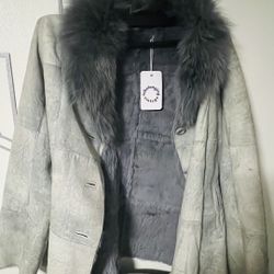 VINTAGE Marbled Blue Rabbit Fur Coat (Luxury Sourced)