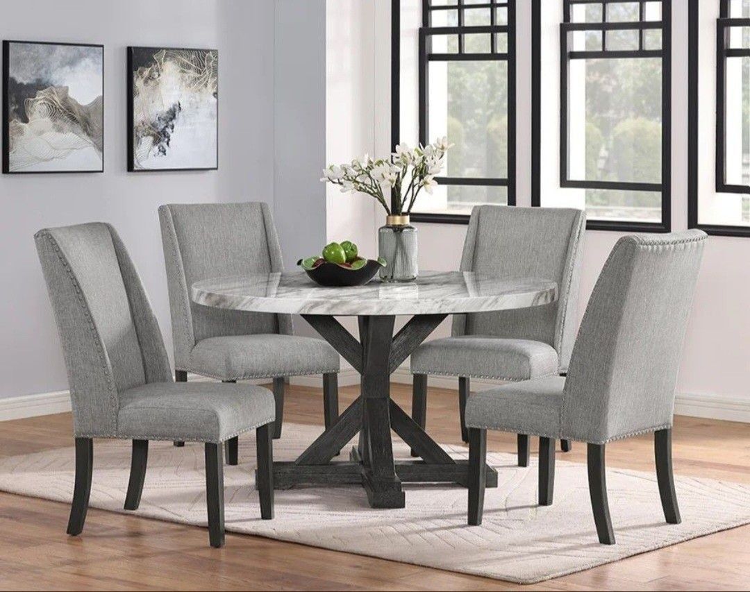 Brand New White Grey Marble Top 5pc Dining Table Set,All Products : American Fashion Style Bags On Sale