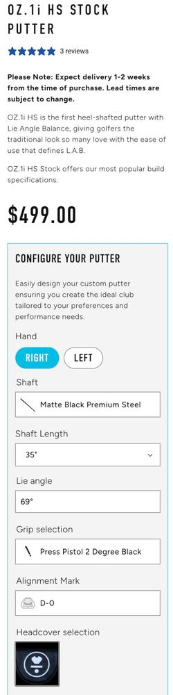 LAB OZ.1i HS STOCK PUTTER