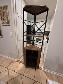 Rustic Farmhouse corner cabinet with wine rack + 2 side tables