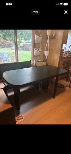 LOW PRICE MOVING- $2k+ SOLID WOOD UNIQUE 3 LEG DINING TABLE