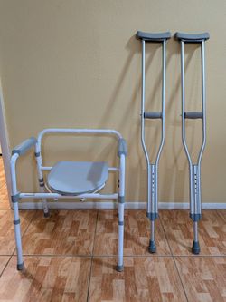 Combo Crutches And Guardian Toilet Commode Bath safety.