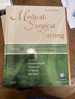 Awesome set of Medical-Surgical Nursing textbooks, Seventh Edition. Has both Volume 1 and Volume 2. Authors are Lewis, Heitkemper, Dirksen, O'Brien, B