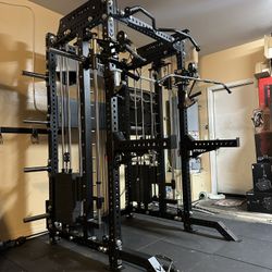 PRO SERIES Ultimate Half Rack Functional Trainer w/Smith Machine Bar | 400lb Stack | Gym Equipment | Fitness | Commercial | Squat Rack 