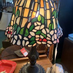 10x18 TIFFANY style accent table lamp. 85.00.  Johanna at Antiques and More. Located at 316b Main Street Buda. Antiques vintage retro furniture collec