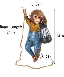 Outdoor Hanging Monkey with Solar Lantern! Brand new! See all pics!
