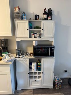 Kitchen Pantry Storage Cabinets with charging station