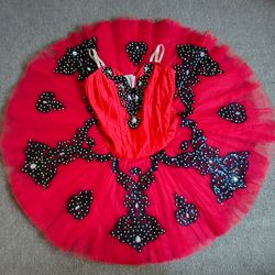 Paquita Kitri Professional Ballet Pancake Tutu Costume Red Black