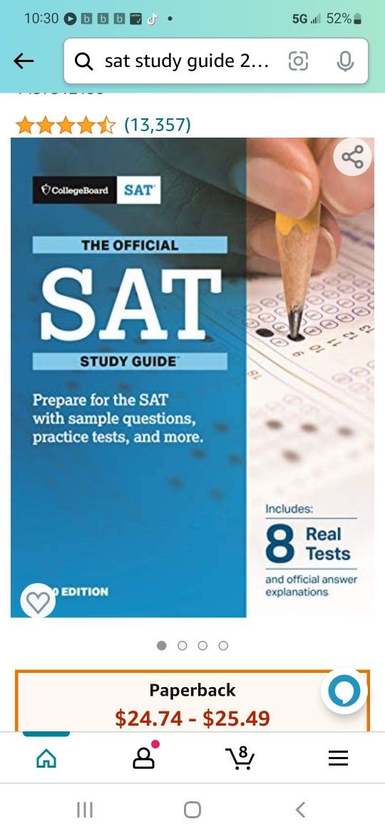 Sat Prep Book With Tests Like New