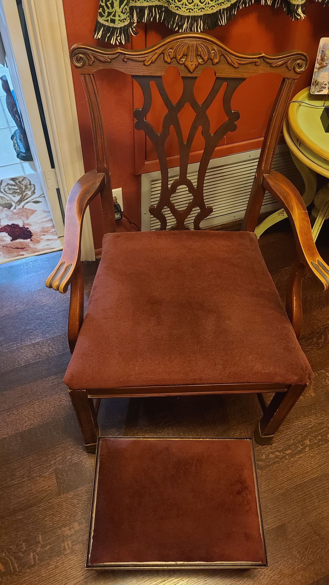 Antique Arm Chair With Foot Stool