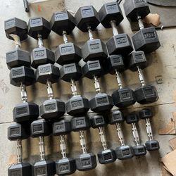 5-50lb Rubber Hex Dumbbell Set 550lbs Total READ