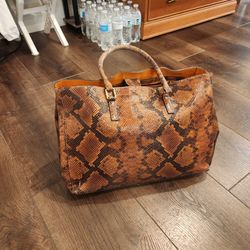 Alberta di Canio Large hobo bag, snake-print leather exterior and a brown suede interior, 16"×10.5"×7", Clean and good condition