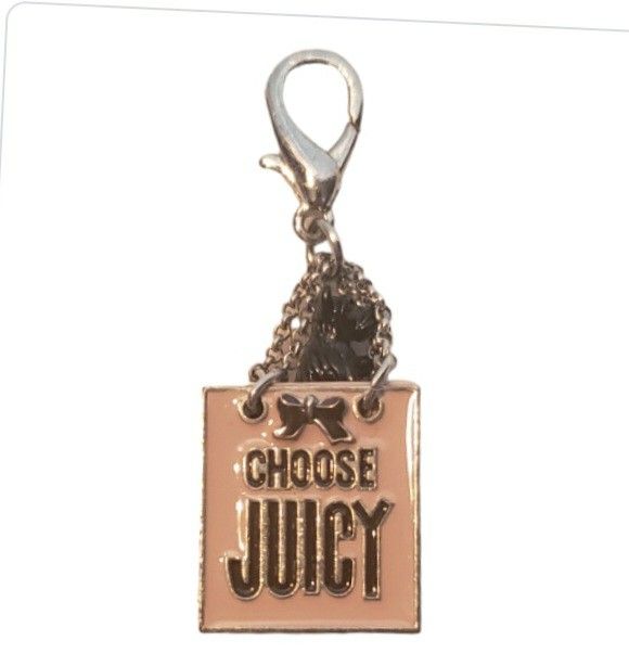 Juicy Couture Pink Enamel Shopping Bag with Yorkie