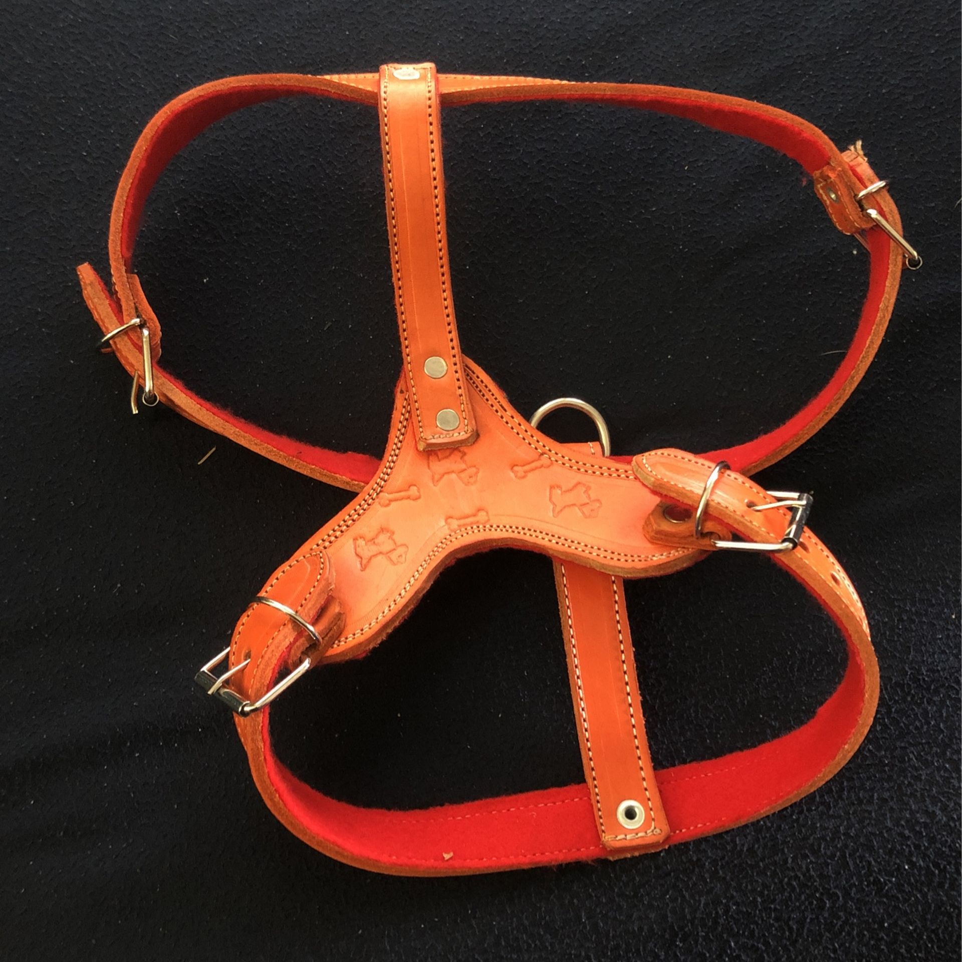 Dog chest collar or harness Made of leather for medium dog brown color