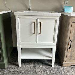 Summer Sale!!!  24" Solid Wood Bathroom Vanity Cabinet with Ceramic Sink（Open Box）