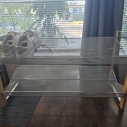 Metal And Wood Shoe Rack 