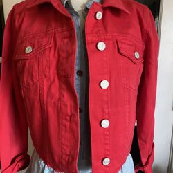 Red denim jacket size M