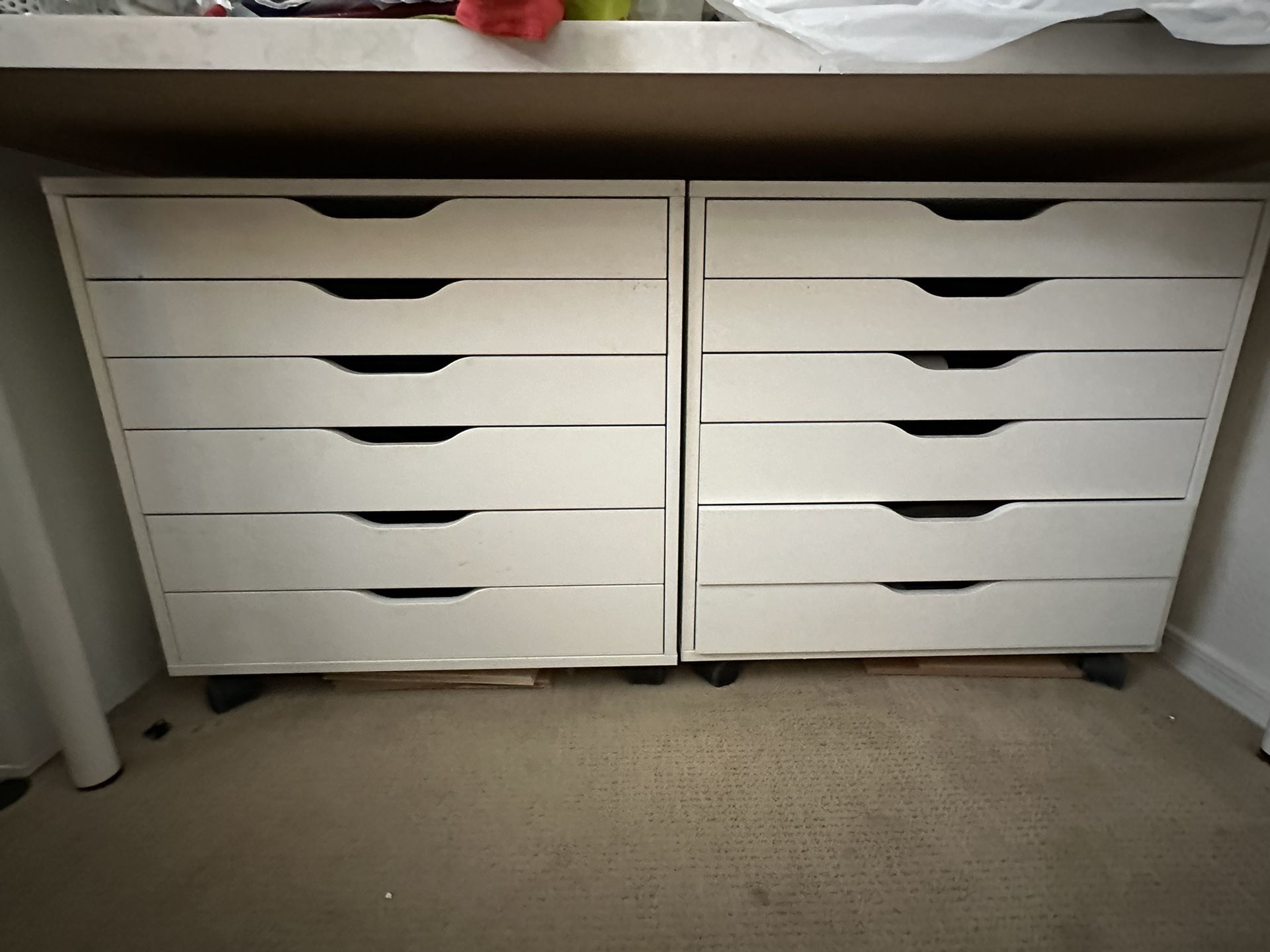(2) Ikea Alex Rolling Storage Drawers