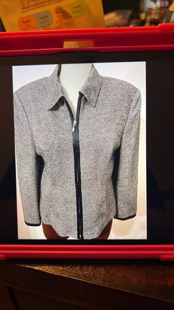Women's Gray Tweed Zip-Up Jacket