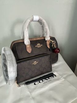 Coach Rowan Satchel Bag In Blocked Signature  Canvas and Wallet