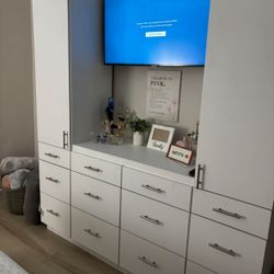 White Custom Closet Drawer Storage Organizer Tv Stand Wardrobe
