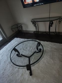 Glass table set iron solid set