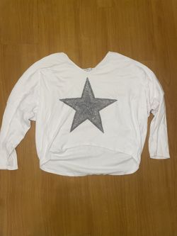 White Long Sleeve Top with Silver Star