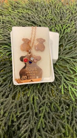 Rose gold sterling silver Tous Necklace and Earrings Set