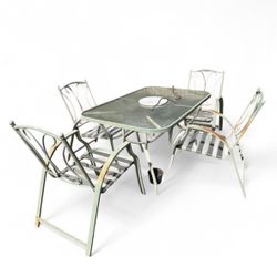 Glass and Metal Patio Set