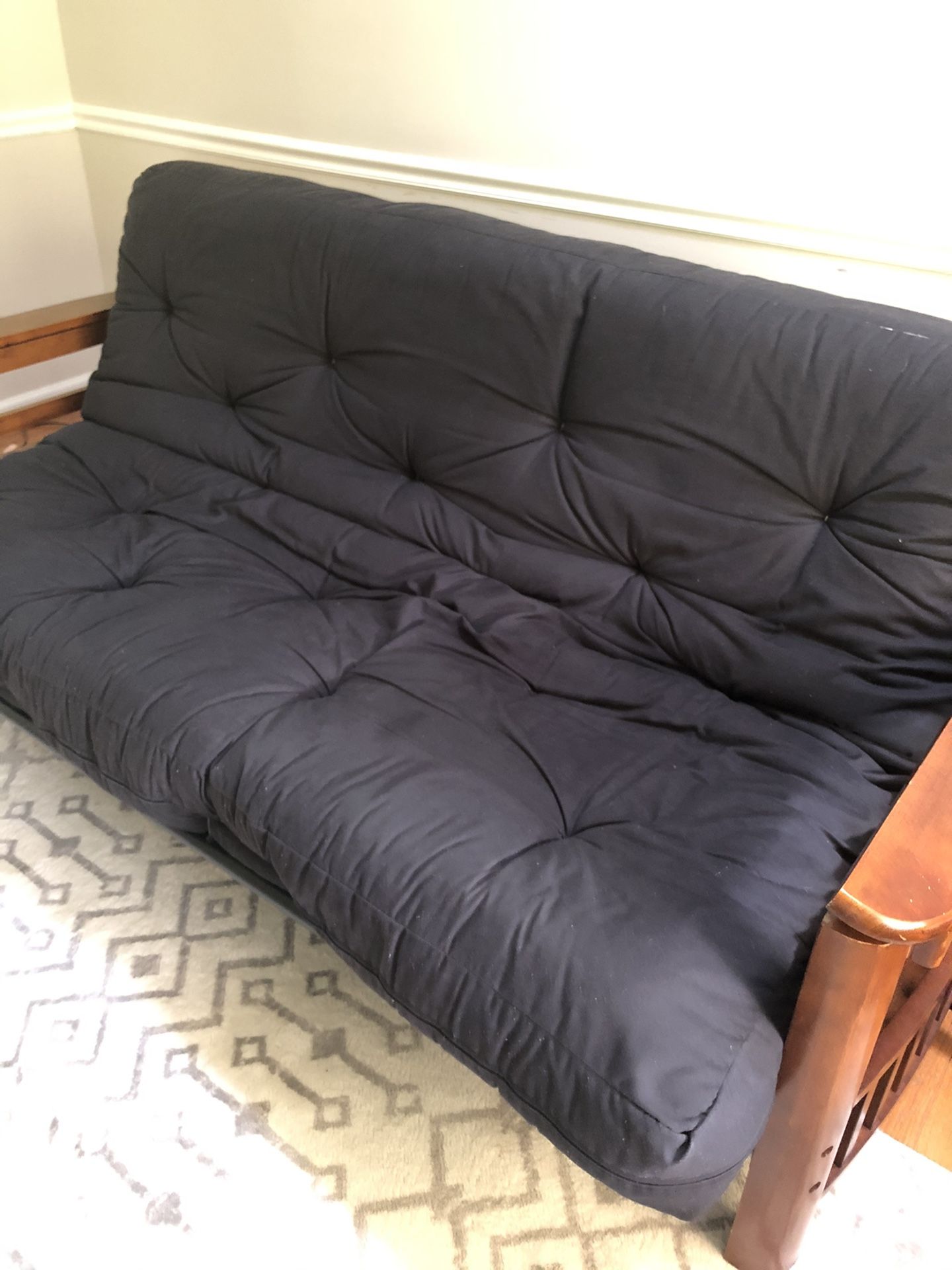 Black futon, pillows and white little blanket for Sale in Durham, NC OfferUp